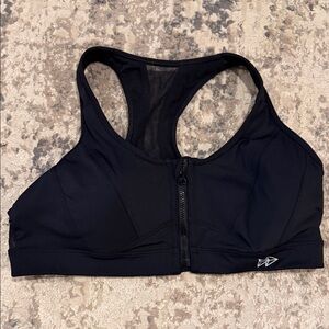 Women's Black Zip-Front Sports Bra